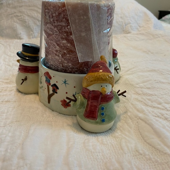 Christmas candle holder with snowman, including candle - Picture 5 of 13